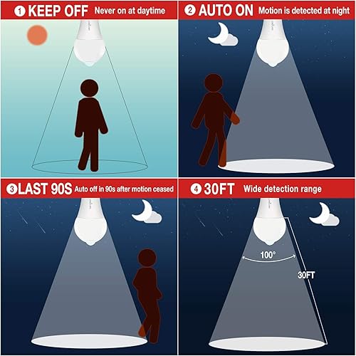 Miniatura 2 de Sengled Bombillas con sensor de movimiento A19 para exteriores e interiores de 11 W (equivalente a 75 W), bombilla activada por movimiento de luz