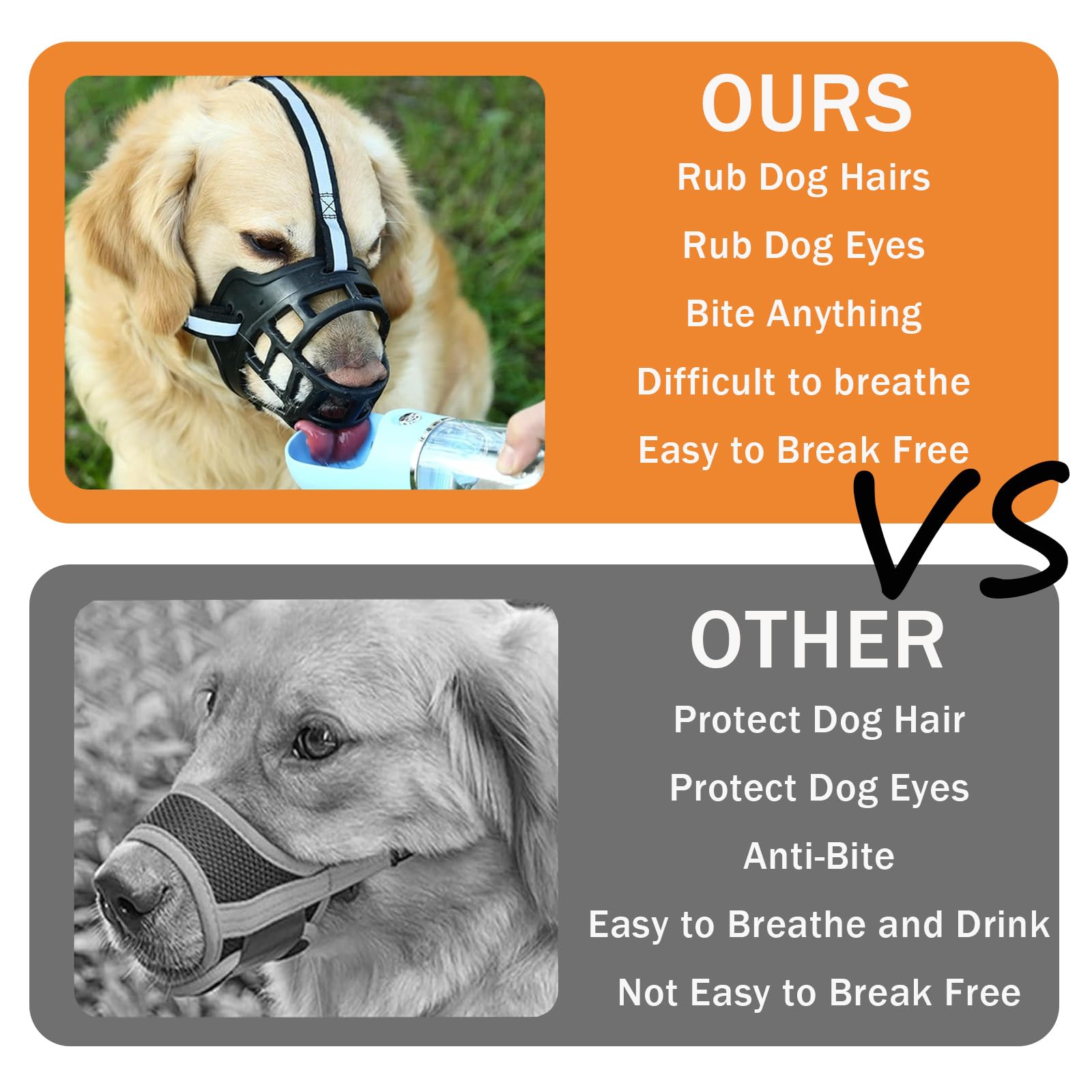 Black Adjustable Medium Breed Muzzle, With Reflective Strip Dog Training Breathable Basket Muzzle To Prevent Barking Biting Chewing and Dogs Can Drink - Image 4