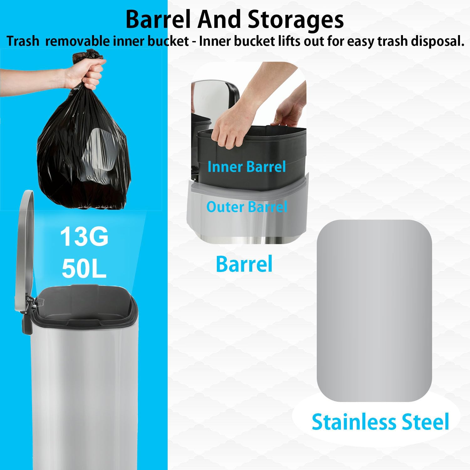 50 Litros Cubo Con Tapa Y Pedal Cubo De Basura 50 Litros Cubo