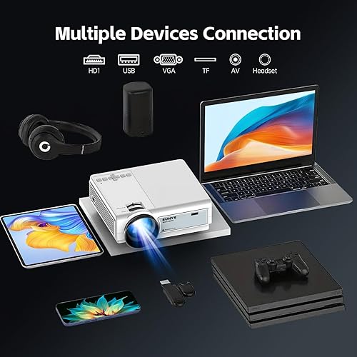 Miniatura 6 de Mini proyector con WiFi y Bluetooth, 12000L Native 1080P HD proyector 4K compatible, proyector de teléfono portátil para Android e IOS, HDMIUSBPCTV