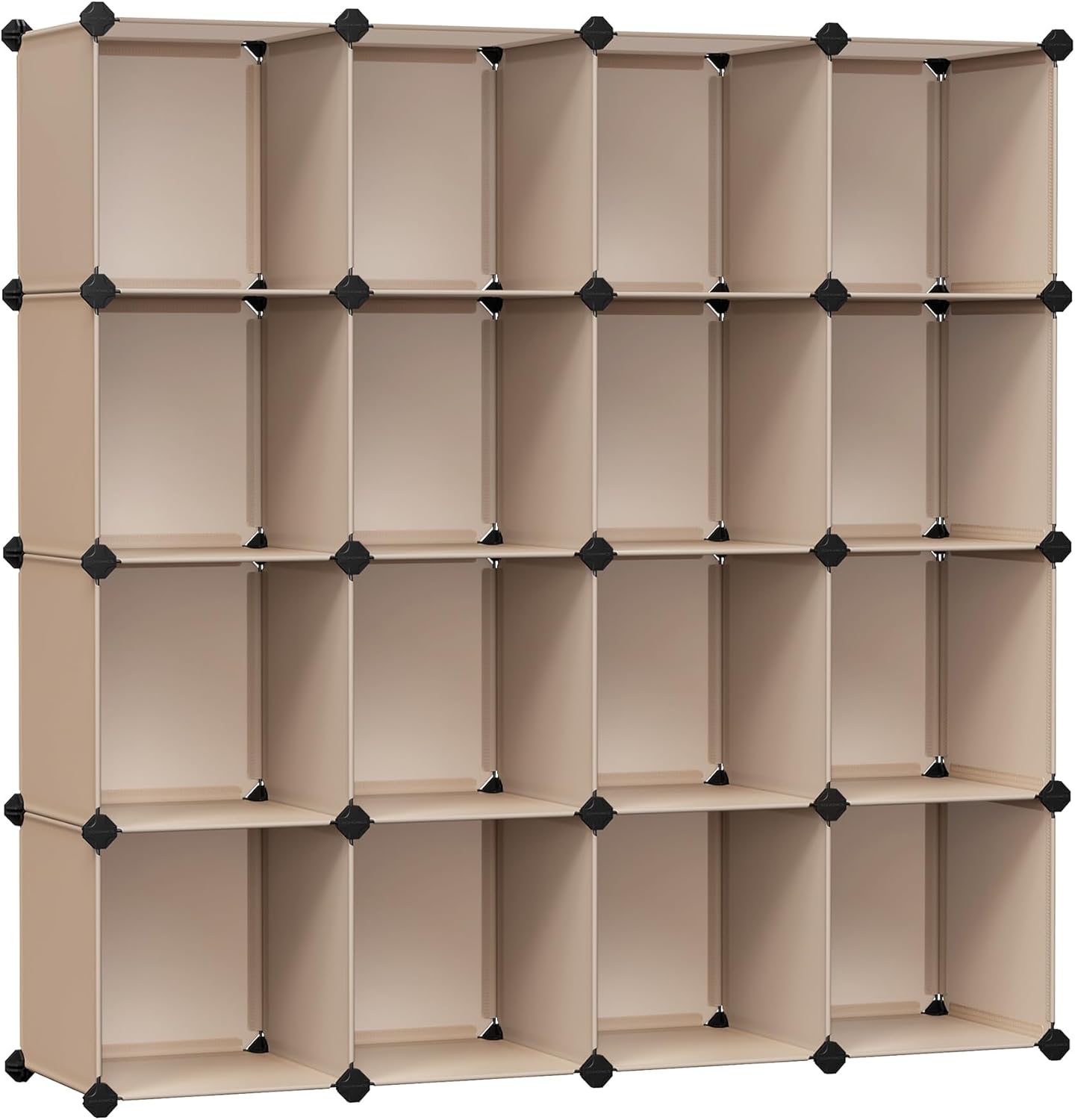 SONGMICS Cube Storage Organizer, Set of 16 Plastic Cubes, Book Shelf, Closet Organizers and Storage, Room Organization, Bedroom Living Room, 12.2 x 48.4 x 48.4 Inches, Camel Brown ULPC442K01 Camel Brown 16Cubes