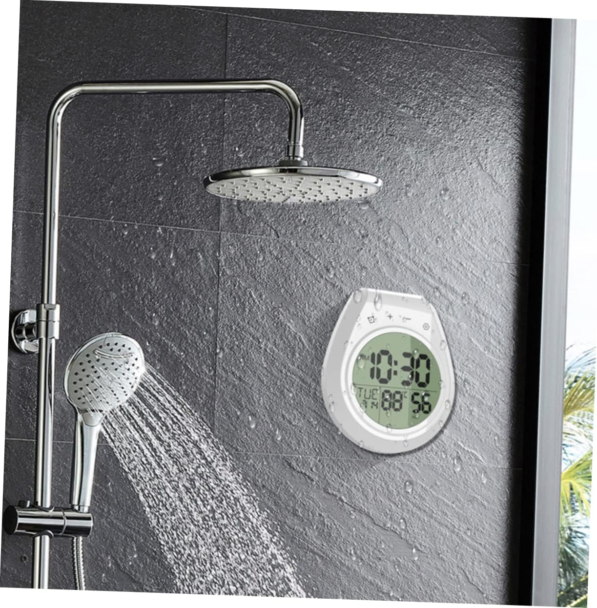 Digital Wall Clock Suction Cup Waterproof Bathroom Clock Temperature Gauge Perfect for Kitchen or Bathroom