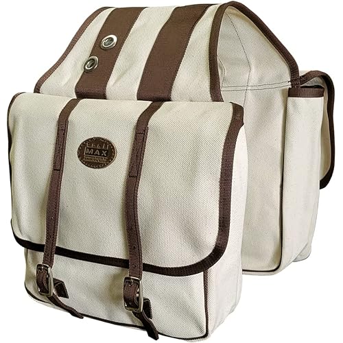 Canvas Horse Saddle Bag for Trail Riding; Rugged Cotton Canvas Saddle Bag; Durable & Weather Resistant Horse Saddle Bags; Trail Saddle Bags for Horses