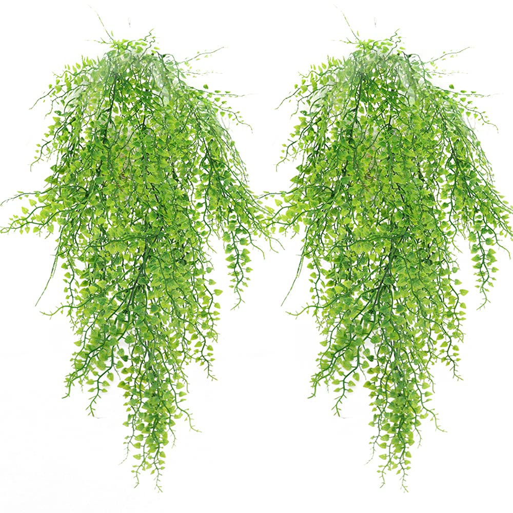 Plcatis Rose Vine Trailing Artificial Hanging Plants 2Pcs Decorative Fake Plants 82Cm Add Lush Greenery Fejka Hanging Plant Plastic Ivy Garland Artificial S For Wall Indoor Outdoor Basket Wedding Decor