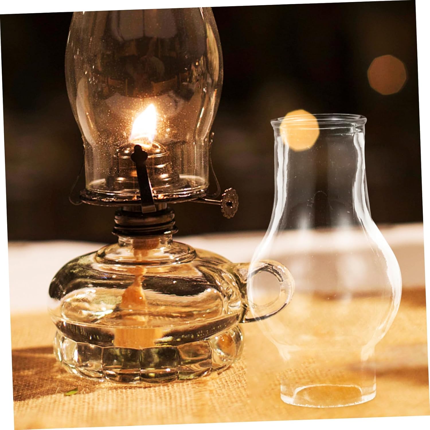 6pcs Oil Lamp Chimney Glass Shades Vintage Replacement for Kerosene Lamps Soft Light Diffuser Small Oil Covers Transparent Globes