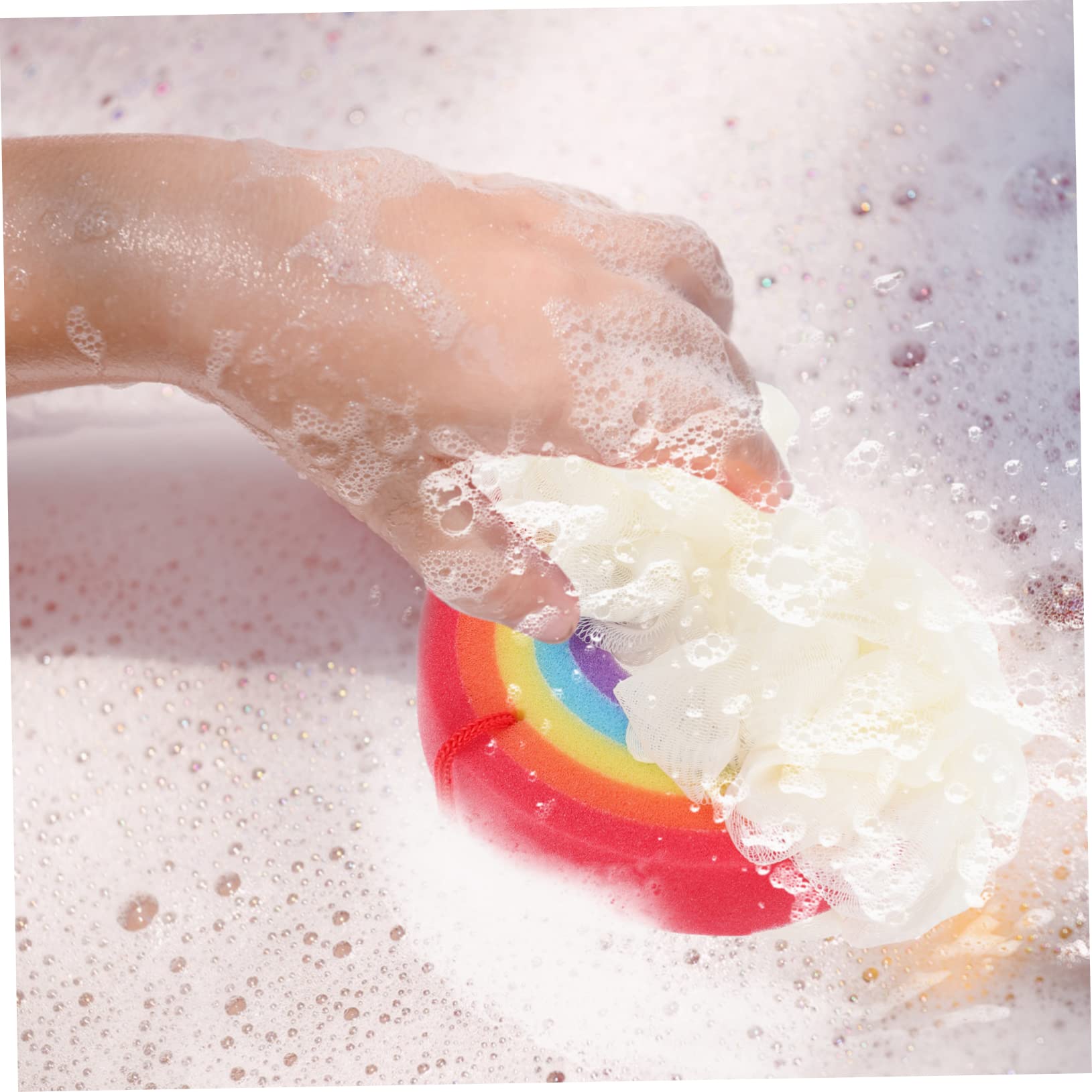 Didiseaon 2 Piezas bola de baño de arco iris depurador de cuerpo bola de ducha de malla esponjas bañera de bebé esponja exfoliante de ducha esponja de limpieza natural esponja vegetal Venda