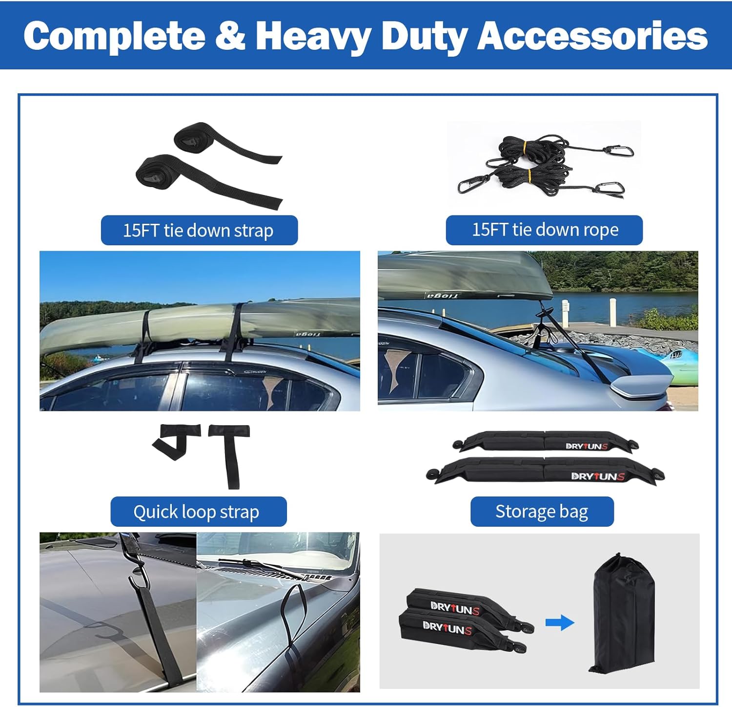 Surfboard Rack for Car, Paddle Board Car Rack, Surf Racks for Cars, Universal Soft Roof Racks for Kayak SUP Canoe, Complete Set