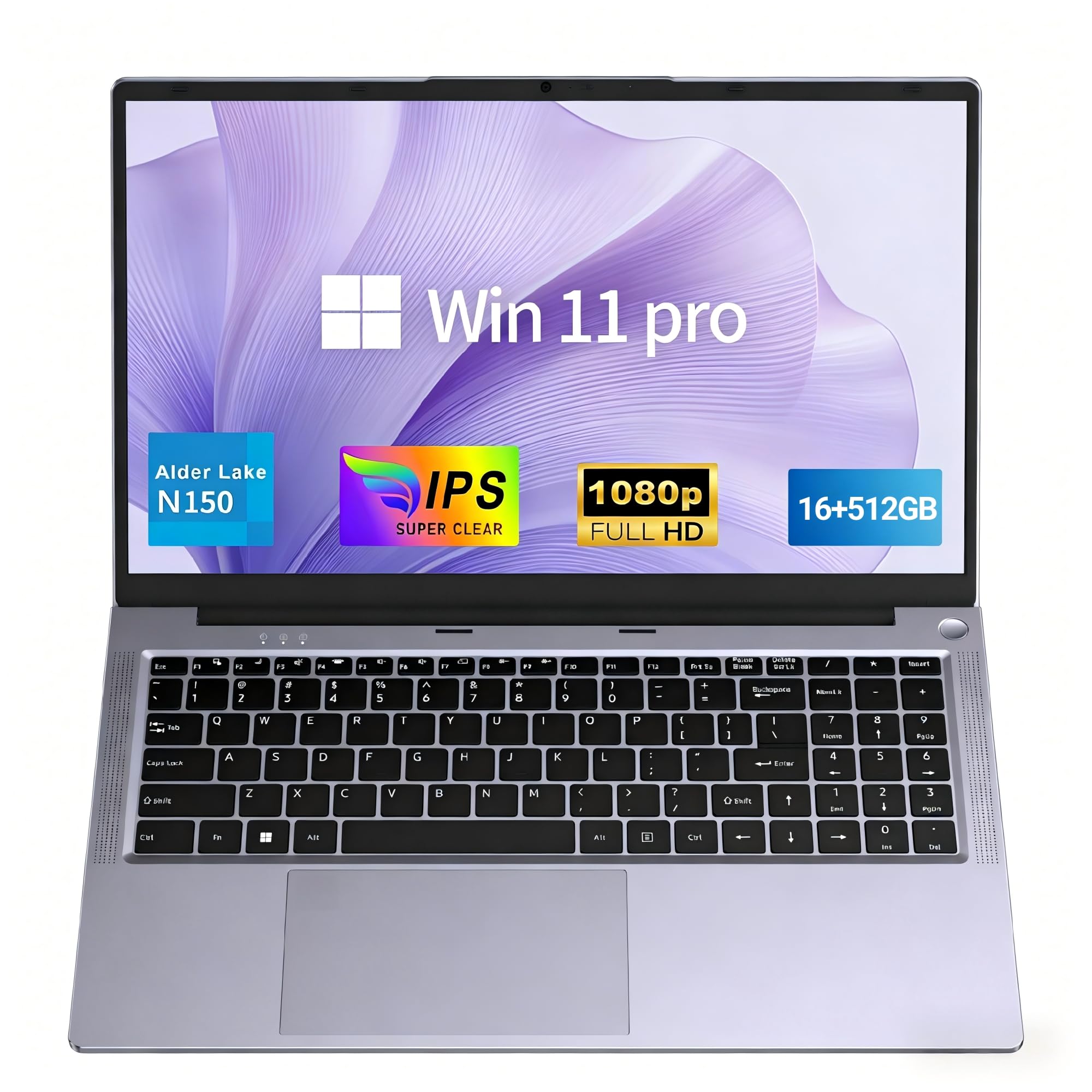 FUNYET Computer Portatile 15,6 pollici, 16 GB di RAM, 512 GB di SSD, 2026 Laptop Win 11, PC Portatile Processore N150 (fino a 3,6 GHz), 6000 mAh, FHD 1920 * 1080, tastiera retroilluminata, viola