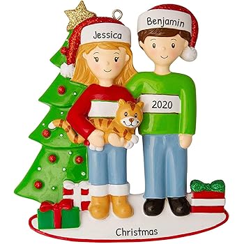 Amazon Com Personalized Couple With Cat Christmas Tree Ornament 2020 Happy Friend Hug Santa Hat Orange Brown Pet New Member Home Together Holiday Tradition Sibling Kid Child Gift Year Free Customization