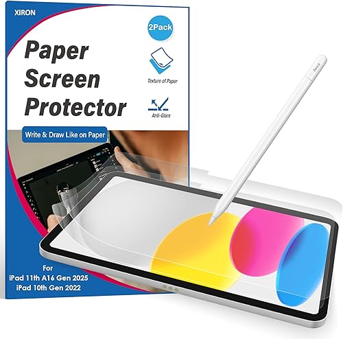 Paquete de 2 protectores de pantalla de papel para iPad A16 de 11ª generación 2025/10ª generación 2022 (10.9 pulgadas), película PET mate para iPad