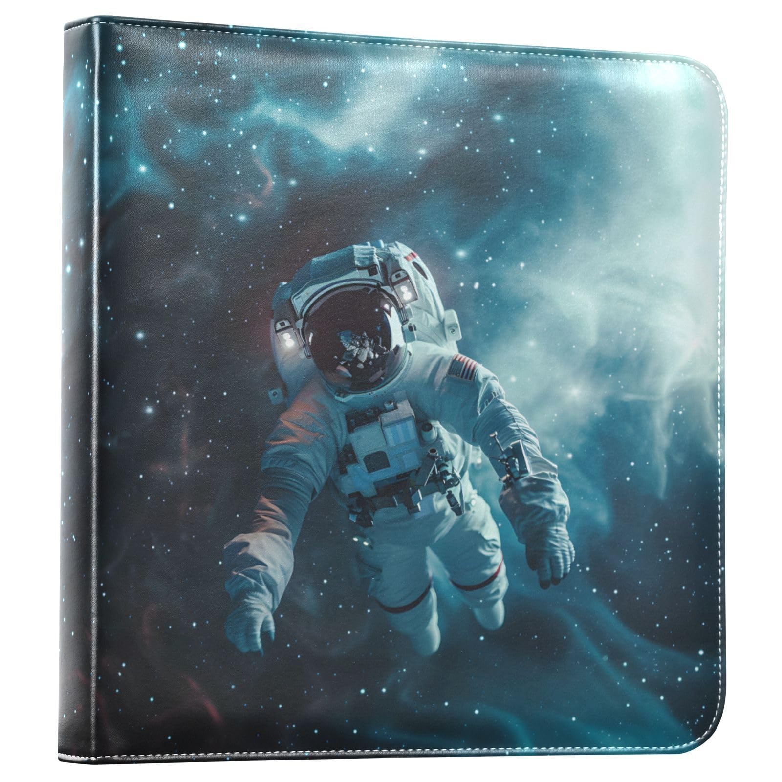 JIPONI Astronaut Floating in Space Large Photo Album, DIY Leather Cover Scrapbook Albums for 4x6 5x7 6x8 Pictures, Self Adhesive Memory Book for Wedding, Baby, Family
