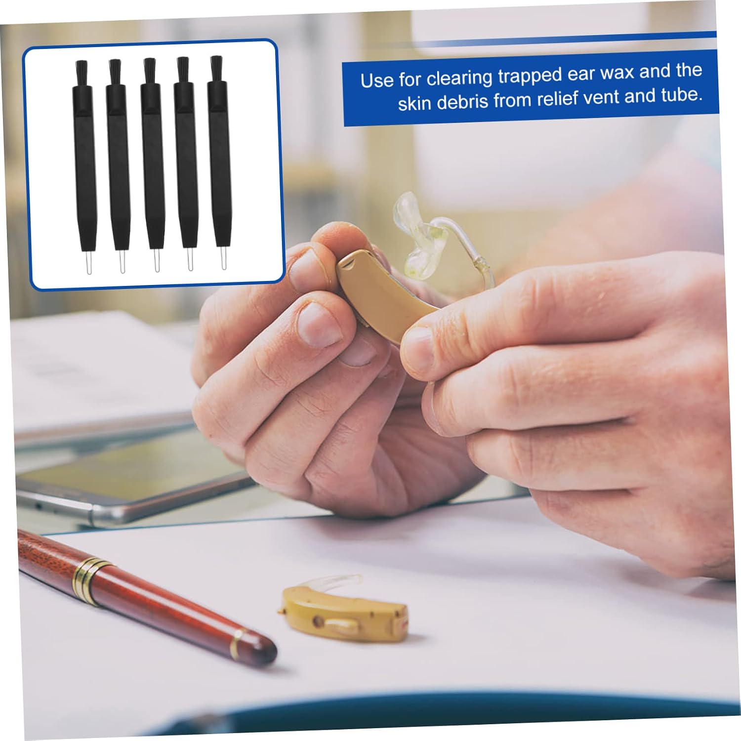 NOLITOY 5pcs Hearing Aid Cleaning Brushes Gentle Ear Wax Remover for Hearing Amplifiers Efficient Cleaning Tools for Small and Practical Accessory Set