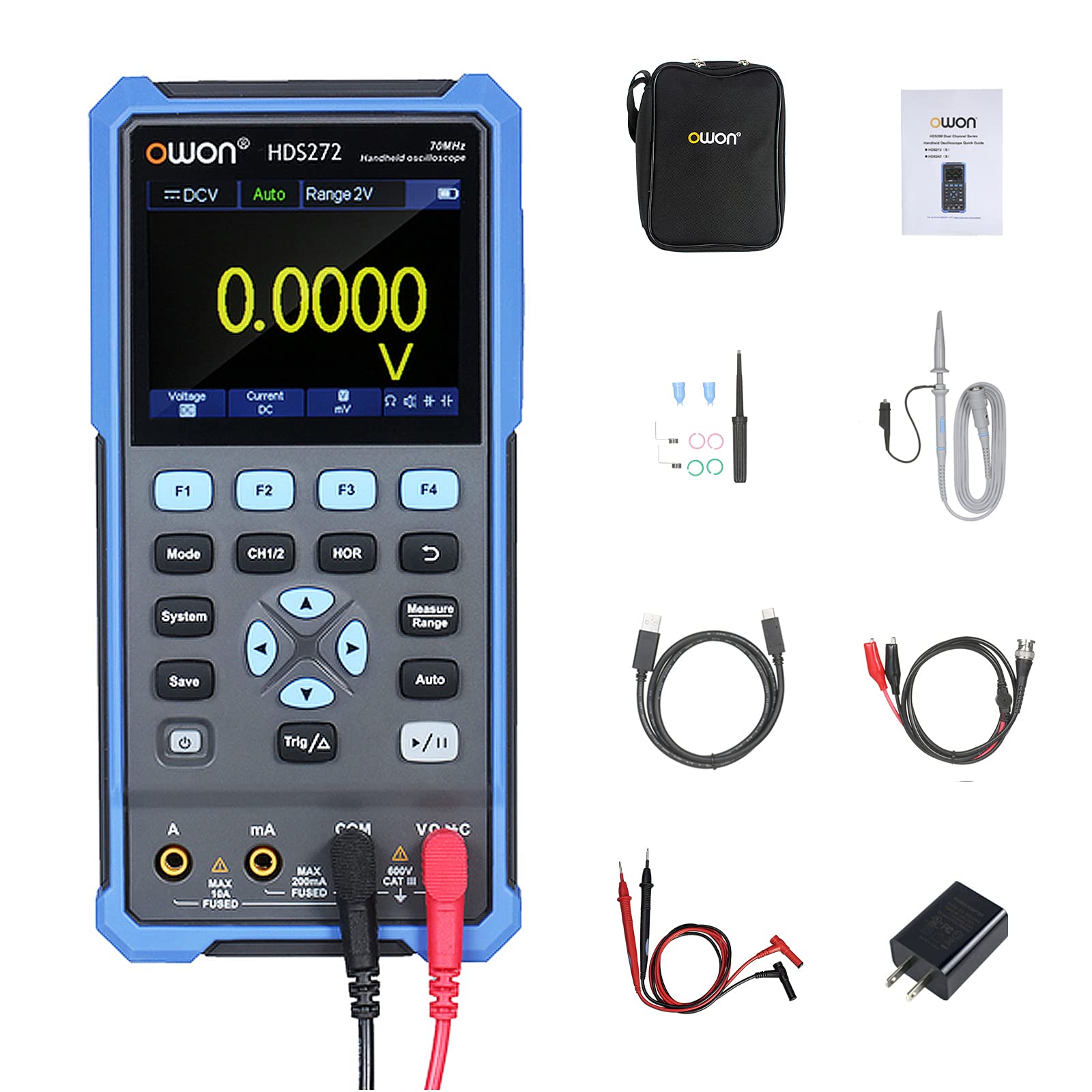 OWON HDS272 Handheld Digital Oscilloscope Multimeter 2CH USB Type