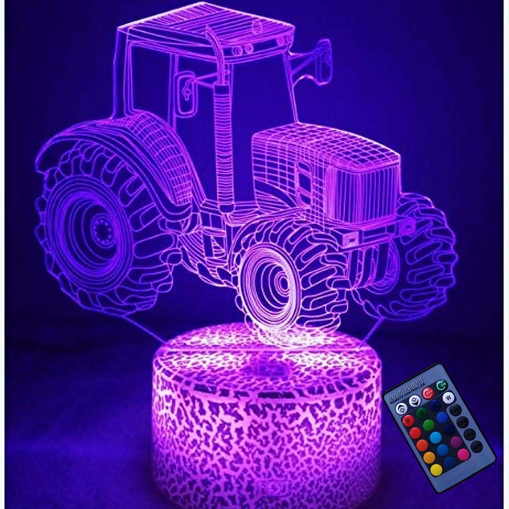 YTDZLTD Creativo 3D Camión De Bomberos Luz De Noche Control Remoto 16 Colores Que Cambian USB