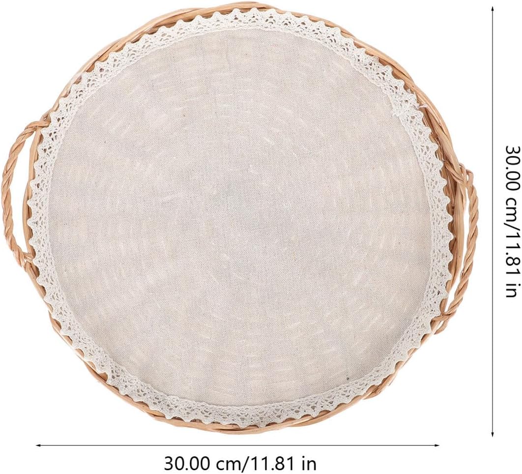 Wicker Woven Bread Basket Small round Handmade Food Serving Basket for Kitchen Dining and Breakfast Use