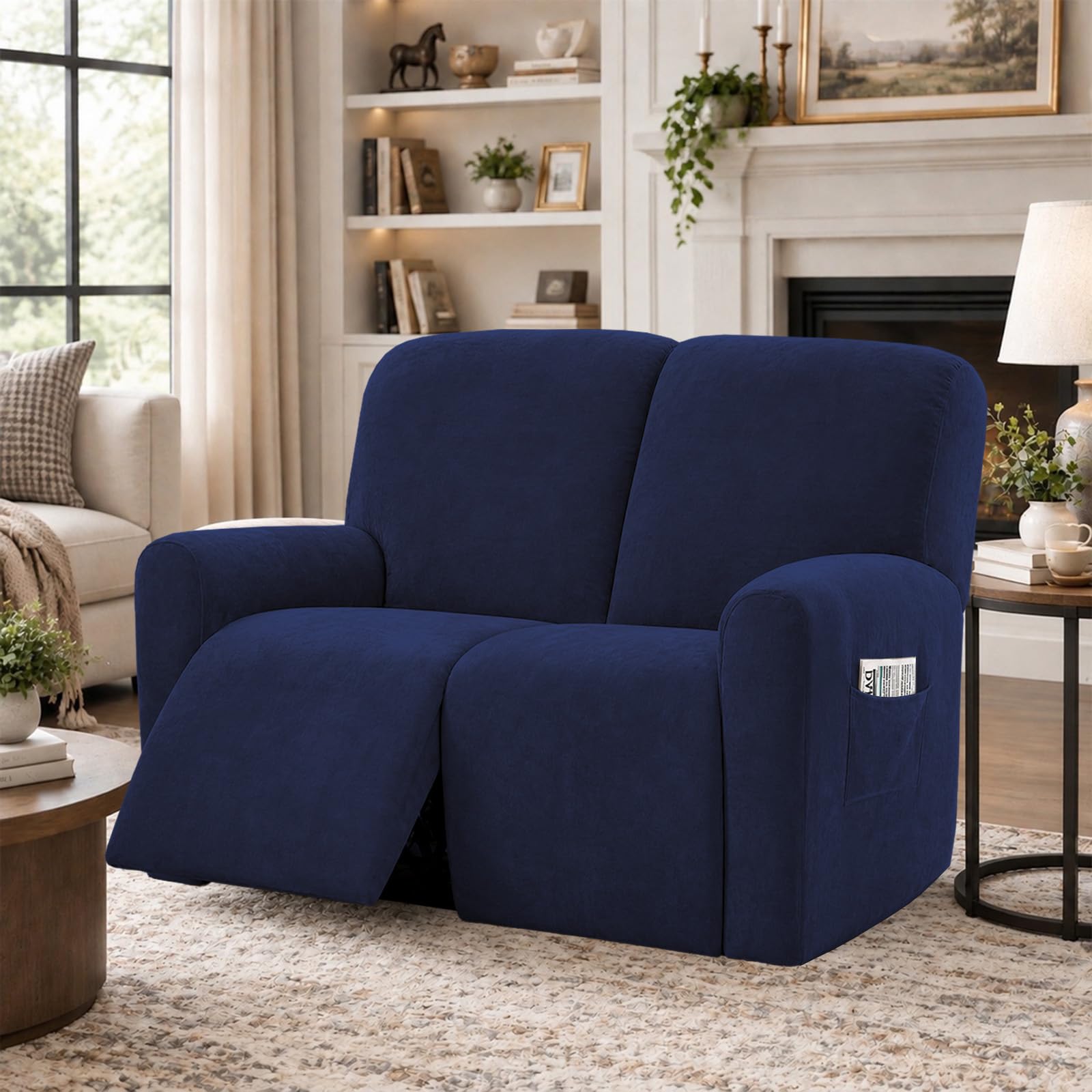 Stretch Velvet Recliner Sofa Cover, 2-Seater Recliner Chair Cover — image 1