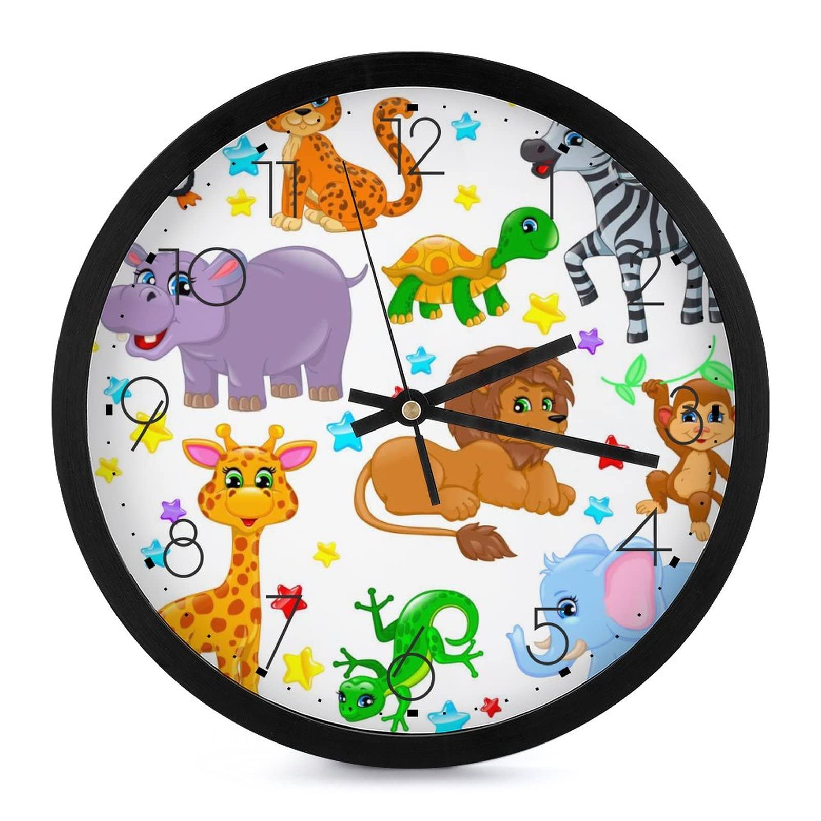 Horloge murale moderne lion léopard pingouin 25.4cm silencieuse