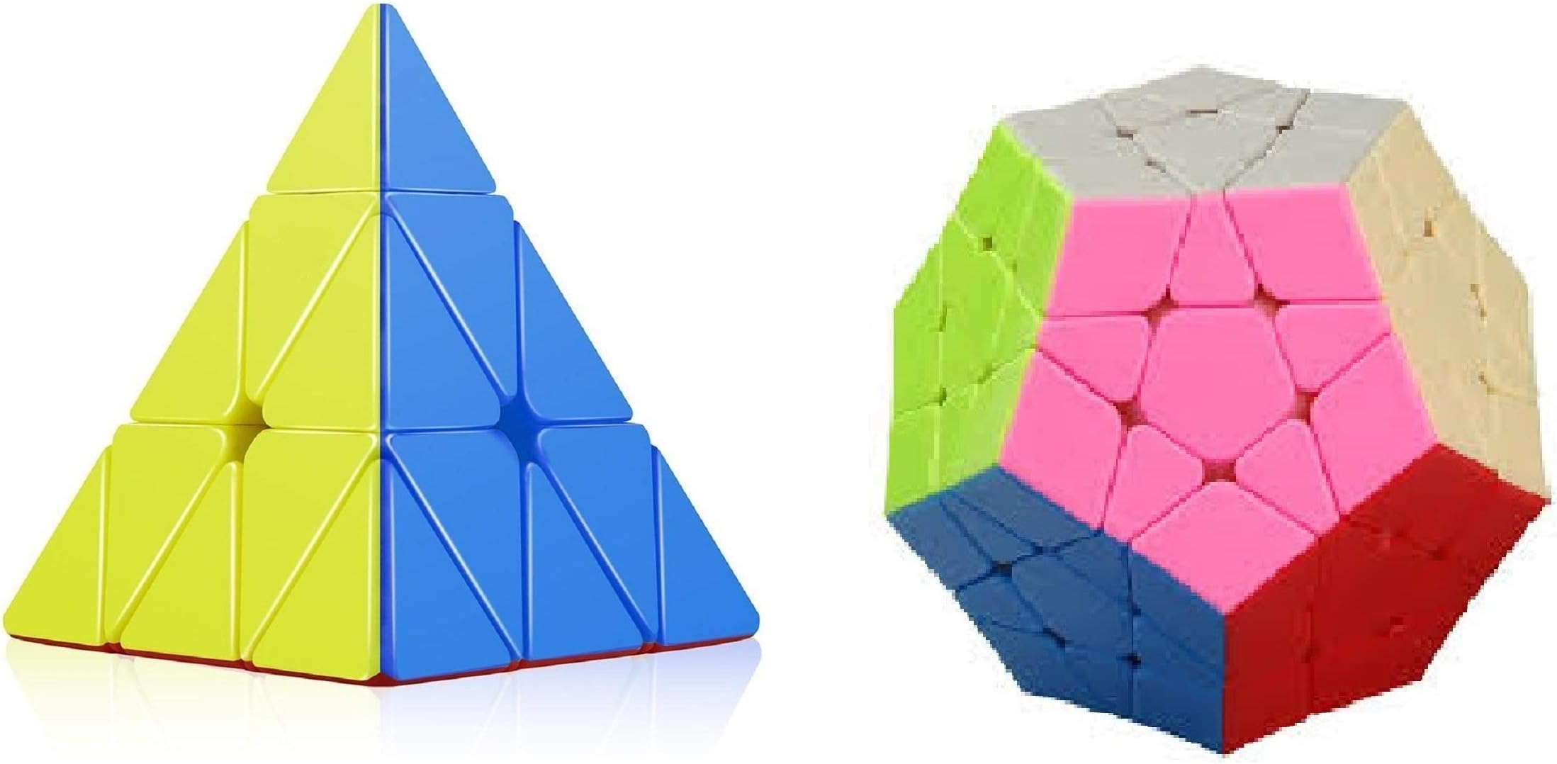 - toy arena present super smooth set of 2 cube combo pentagon and pyramid (stickerless speed smooth cube set)- Multi color