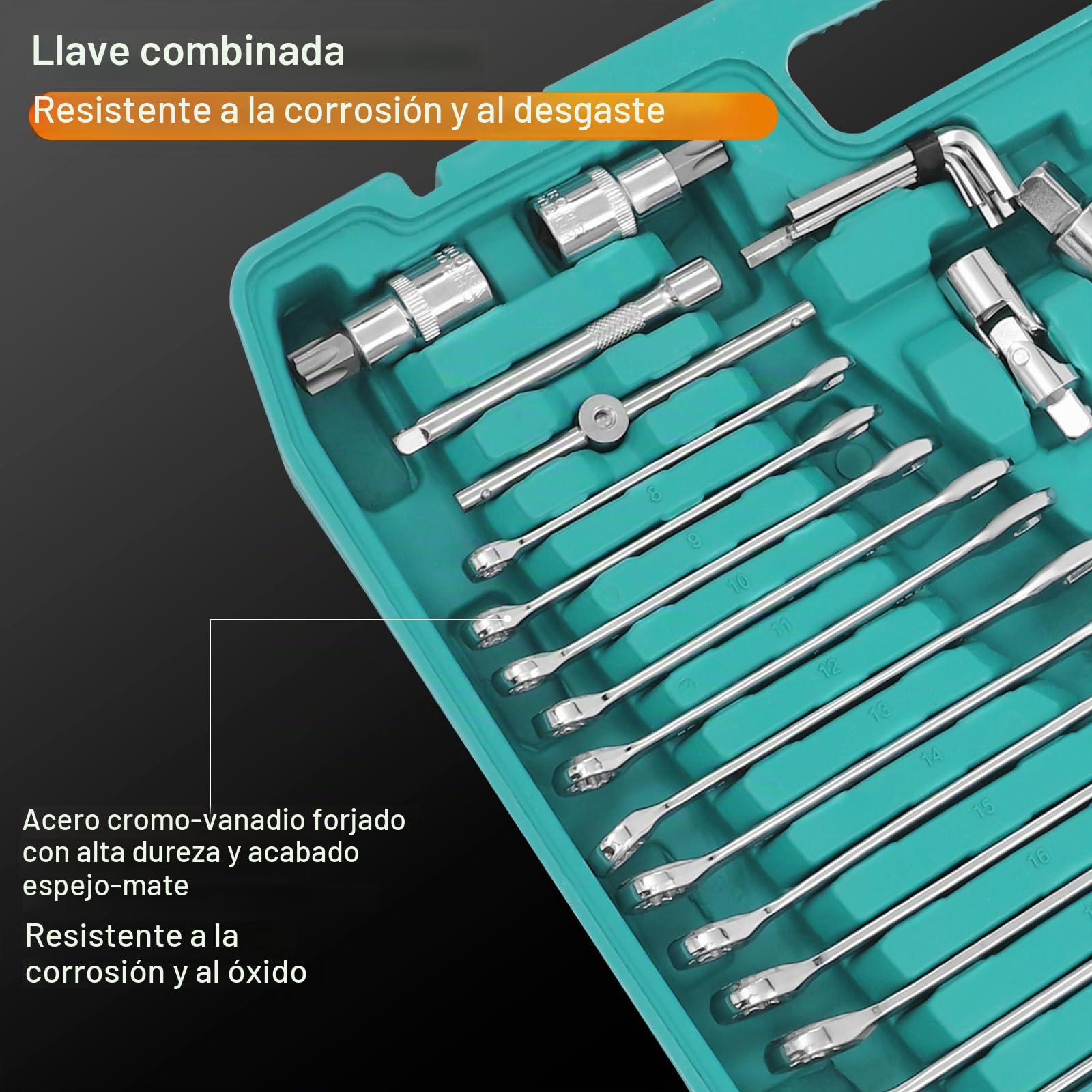 Juego de llaves de 216 piezas con 24 dientes de carraca y liberación rápida, juego de herramientas de reparación de automóviles, maletín de herramientas para taller de automóviles, reparación