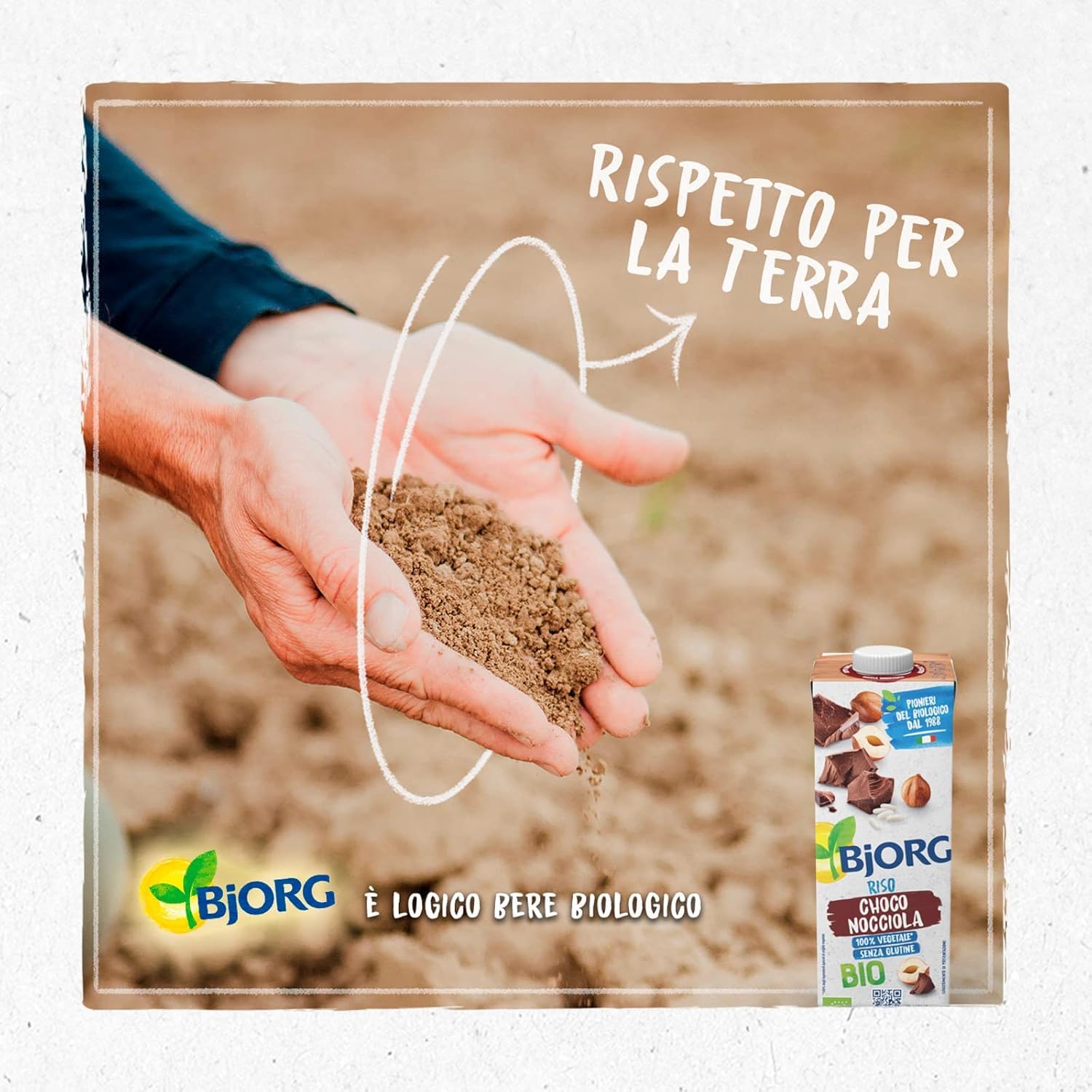 BJORG Bevanda di Riso al Cioccolato e Nocciole, Bevanda Vegetale a Basso Contenuto di Grassi, Ideale per Ricette Dolci, Senza Glutine, Gusto Goloso, Vegan, Prodotto in Italia, 12 x 1L