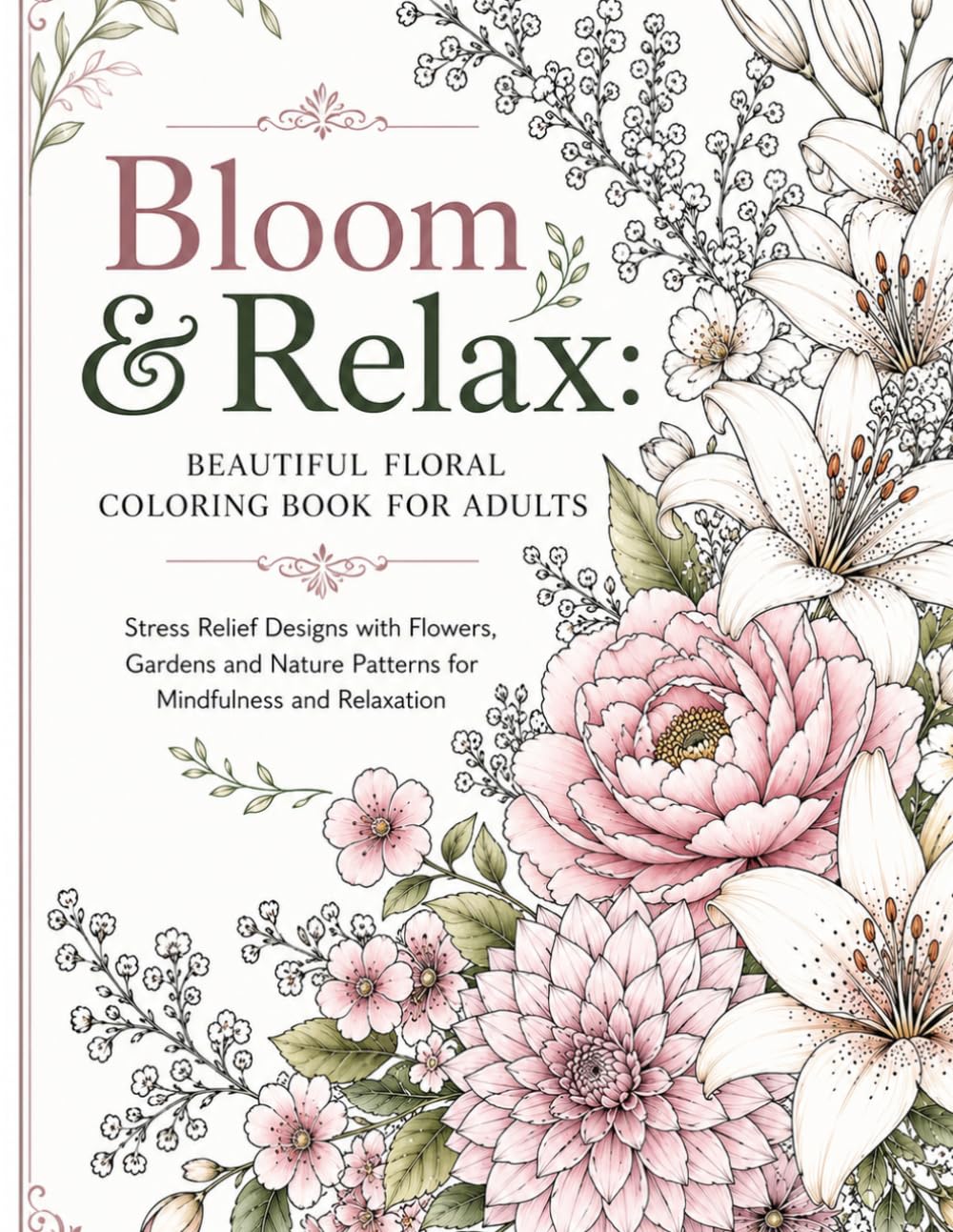 Floral Coloring Book for Adults: Stress Relief Flowers and Botanical Designs: Floral Coloring Book for Adults: Stress Relief Flowers and Botanical Designs