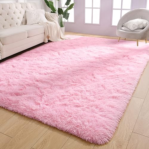 Miniatura 1 de AROGAN Alfombras peludas de color rosa ultra suaves, de 3 x 5 pies, para dormitorio, niñas, alfombras esponjosas para sala de estar, alfombras