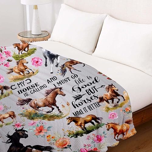 Miniatura 3 de Regalos de caballos para niñas, manta de caballo de 60 x 50 pulgadas, regalos de caballos para mujeres, súper suave y cálida manta de lujo acogedora