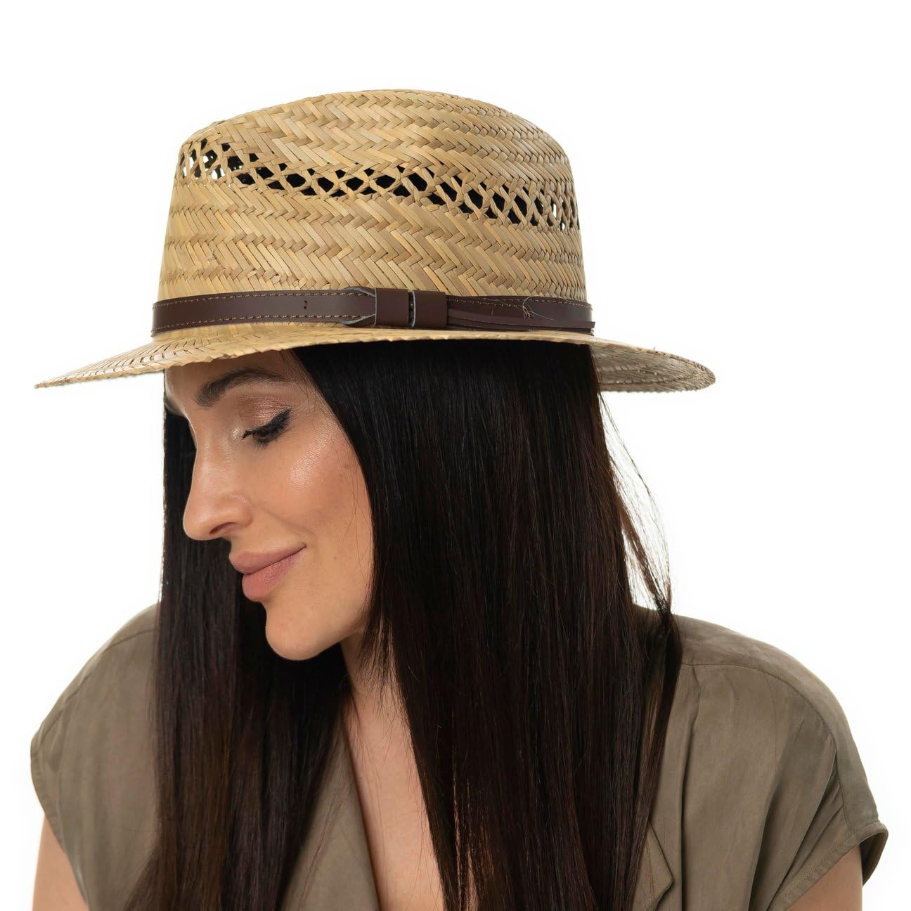 Lipodo Chapeau en Paille avec Bande de Cuir Femme/Homme - Made in Italy Traveller D'Ete Ete Printemps-ete