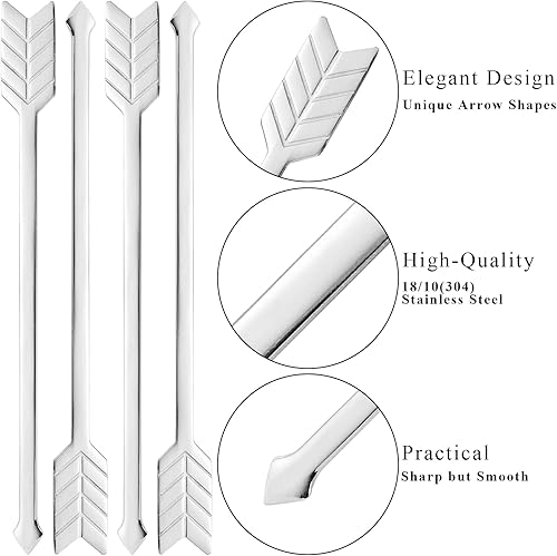 Miniatura 3 de DEAYOU 10 palillos de cóctel de acero inoxidable 1810, palillo de bebida de Martini de 5 pulgadas, brocheta de cóctel reutilizable de metal con