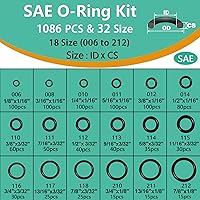 Vista 2 de Kit surtido de 1086 juntas tóricas SAE 32 tamaños, Buna-N estándar con 4 púas y gancho para grifo hidráulico automotriz, sellado de fontanería