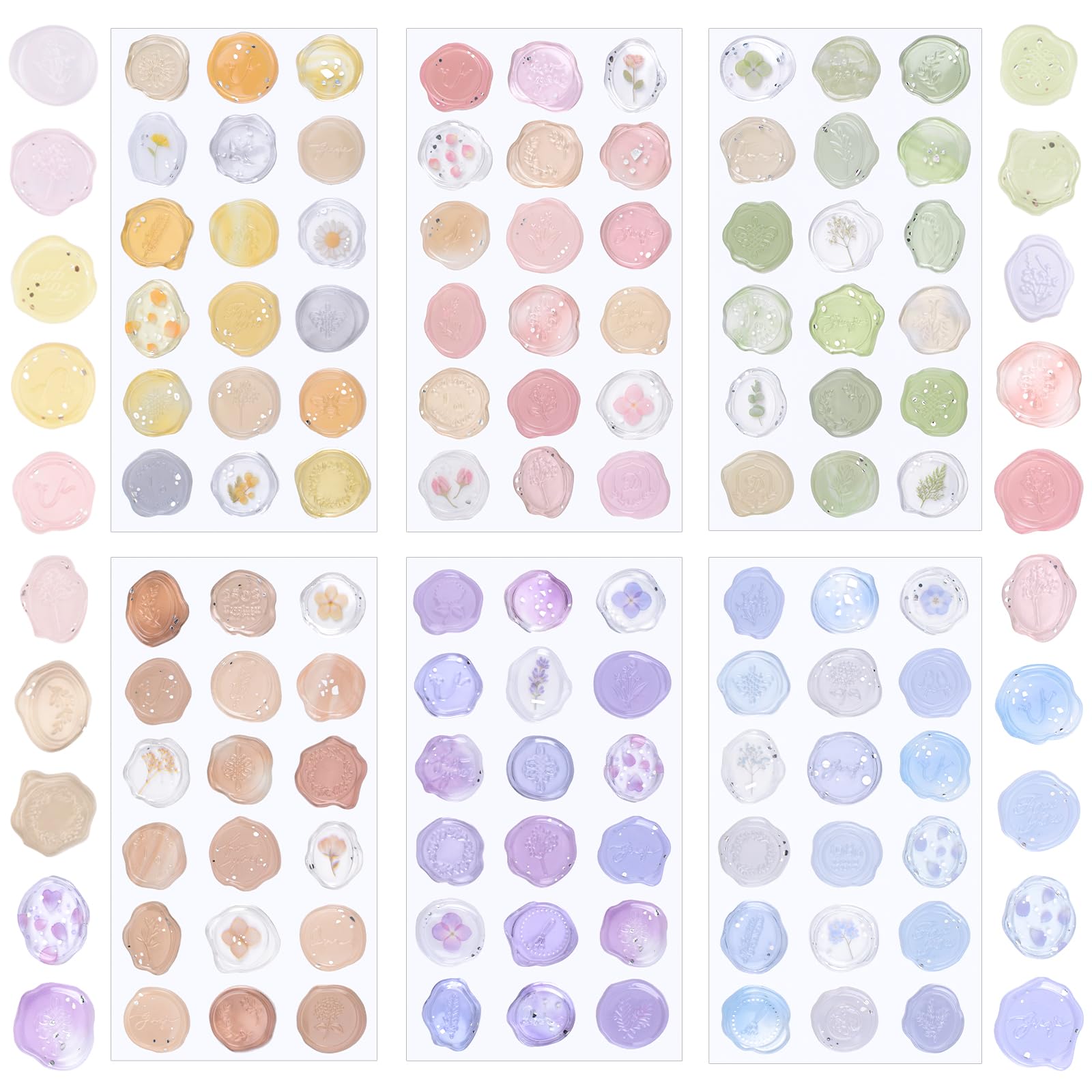 URROMA 108 PCS Transparent Acrylic Candy Color Gradient Envelope Seal Stickers Self-Adhesive Envelope Seal Stickers for Wedding Baby Shower Birthday