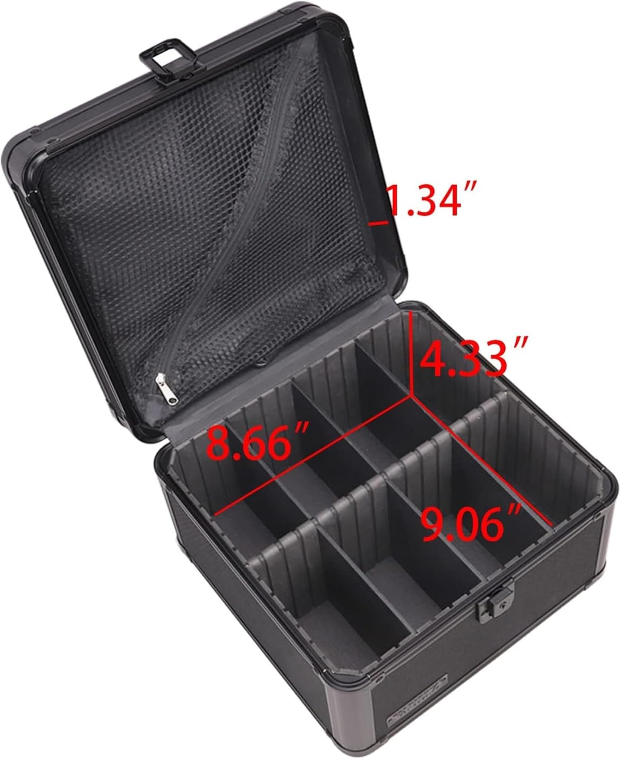 Vaultz Portable Safe Box - 10 x 10 x 6.5 Inch Large Storage Box with Lock, Mesh Pocket & Adjustable Compartments for Cash, Documents and Valuables - Tactical Black