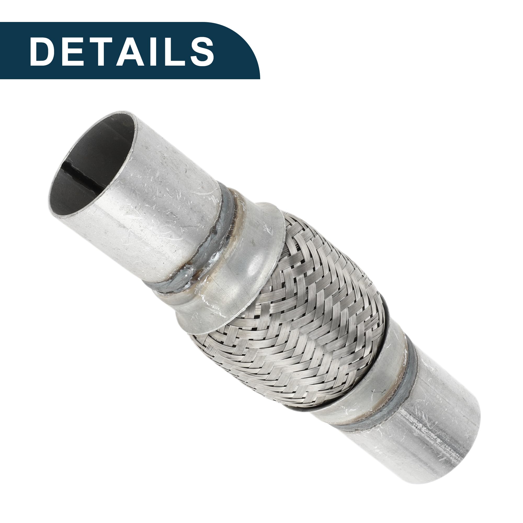 Tubo Flessibile per Scarico Auto 1.88 Pollici OD Tubo di Scarico Intrecciato Flessibile | Tubo Flessibile Universale Argento 1 Pezzo