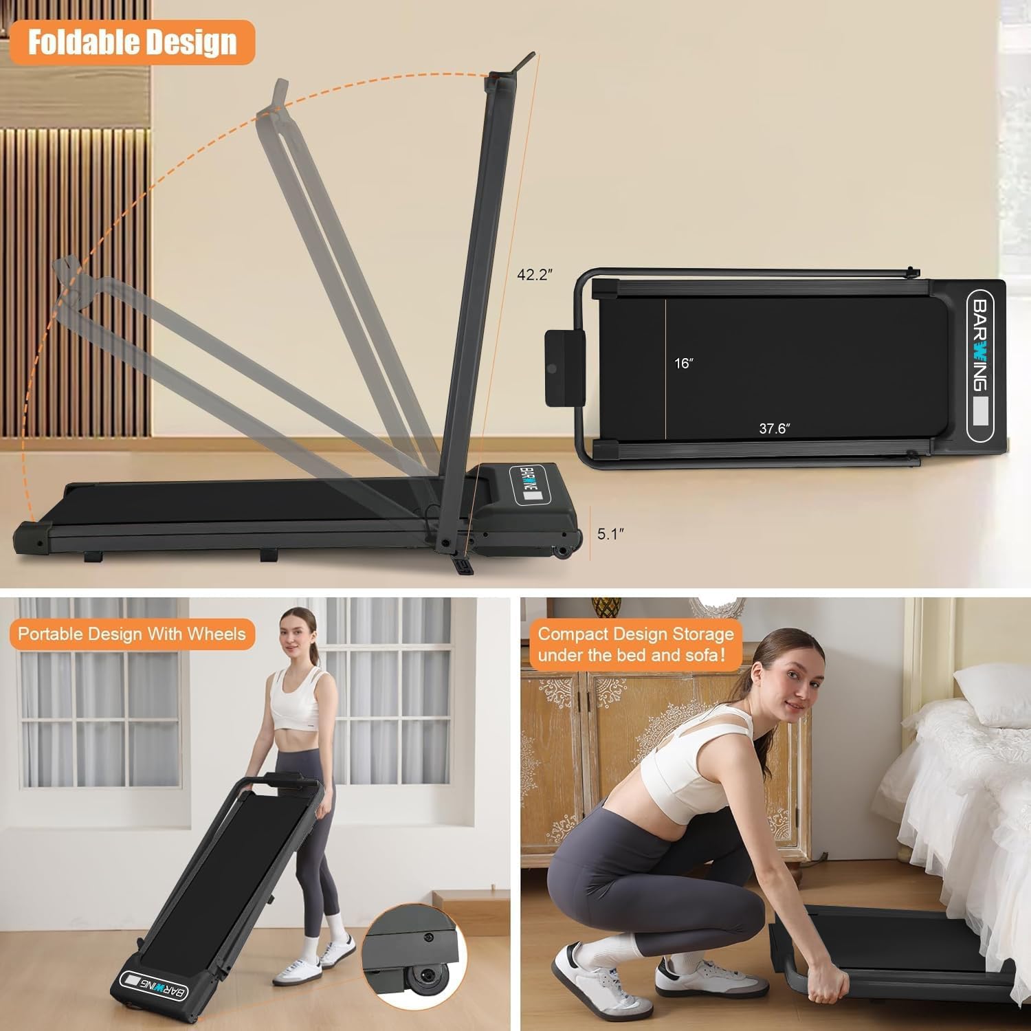 Amazon.com : BARWING Walking Pad with Handle Bar, 7.5MPH Portable 