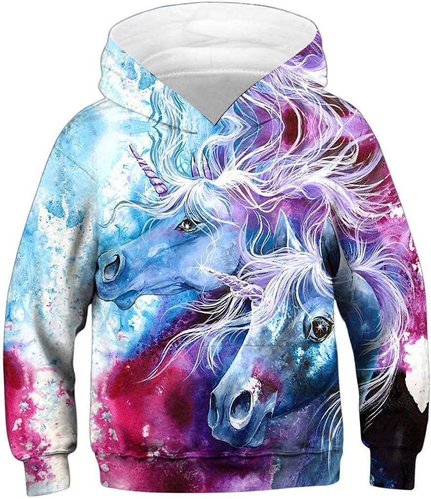 NEWCOSPLAYUnisex Kids Hooded Realistic 3D Galaxy Digital Print Sweatshirt Baseball Jersey for Boys Girls