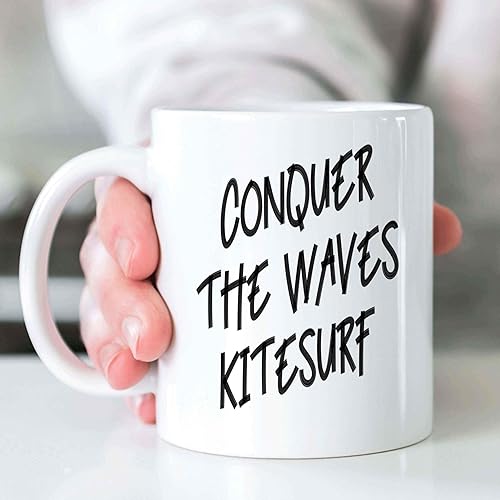 Miniatura 6 de Sports Enthusiast Kitesurf Hydrofoil Gift - Badge Quote - 11 Oz White Ceramic Coffee Mug