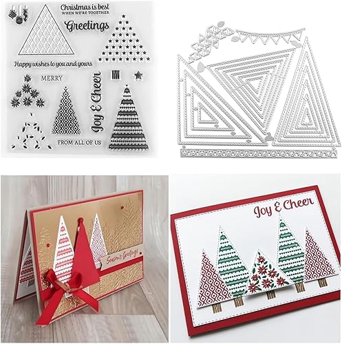 Juego de sellos y troqueles de felicitación de Navidad para hacer tarjetas, sellos transparentes y troqueles de corte de metal para álbumes de