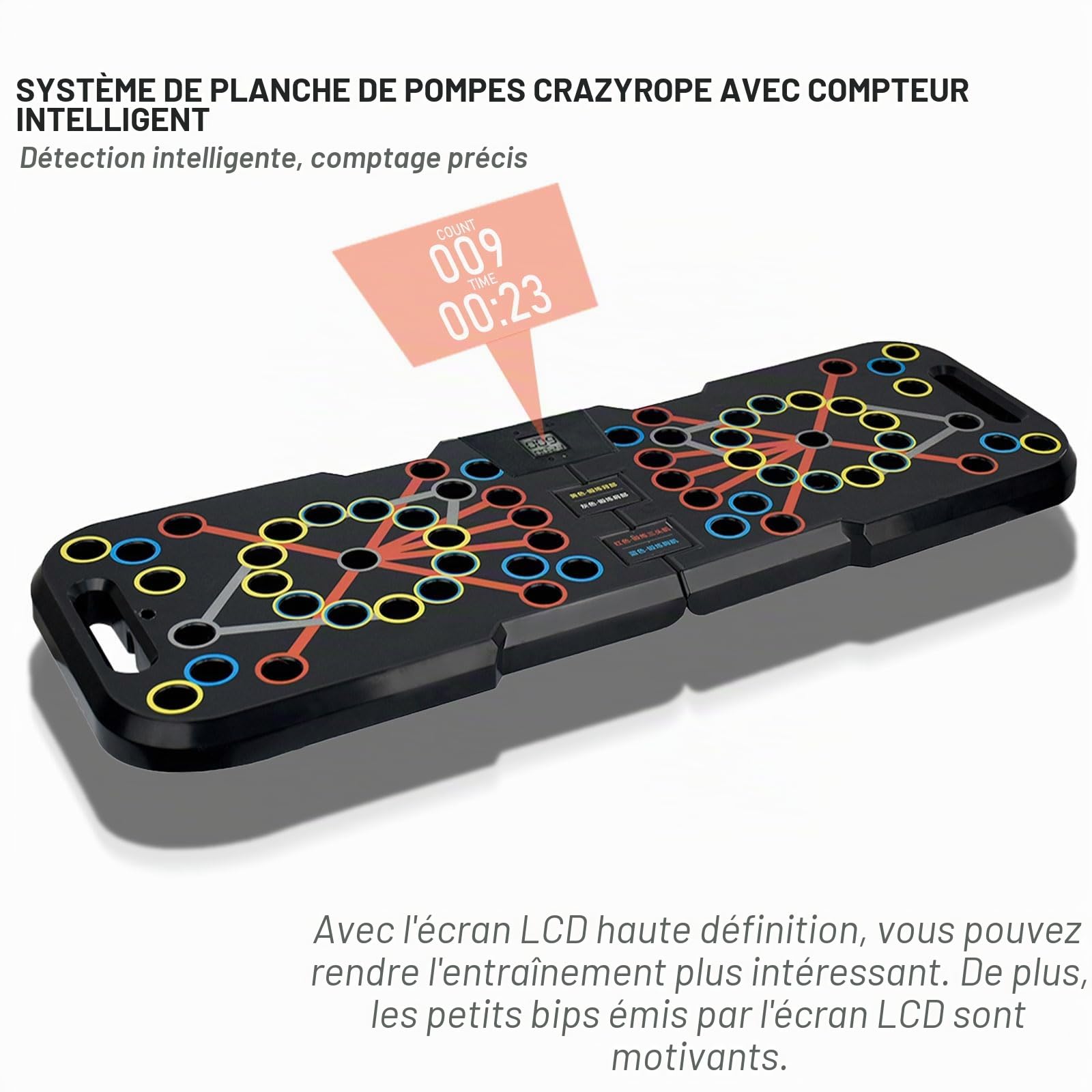 41 en 1 Push Up Musculation Push Up Board avec Poignée Compteur Intelligent＆Bande de Résistance Pliable Planche et Appareil de Fitness Système équipement d’Entrainement pour Les Muscle