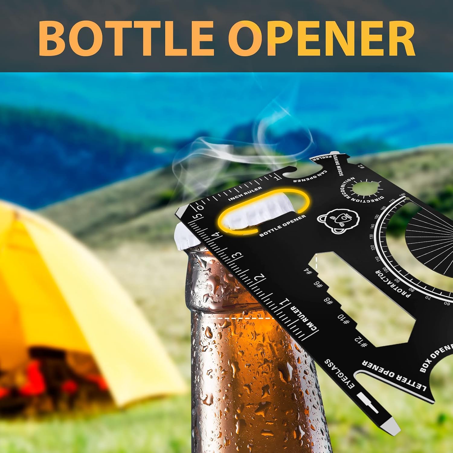 Credit Card Wallet Multitool Gifts for Men - Stocking Stuffers for Men Christmas Birthday Gifts Unique for Dad Husband Boyfriend Teens Guys, Cool Gadgets EDC Pocket Card Tools, Black Can/Bottle Opener