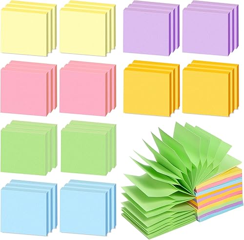 Miniatura 1 de 36 blocs de notas adhesivas emergentes de 3 x 3 pulgadas, 6 blocs de notas autoadhesivas de colores brillantes, 1800 hojas, notas adhesivas de