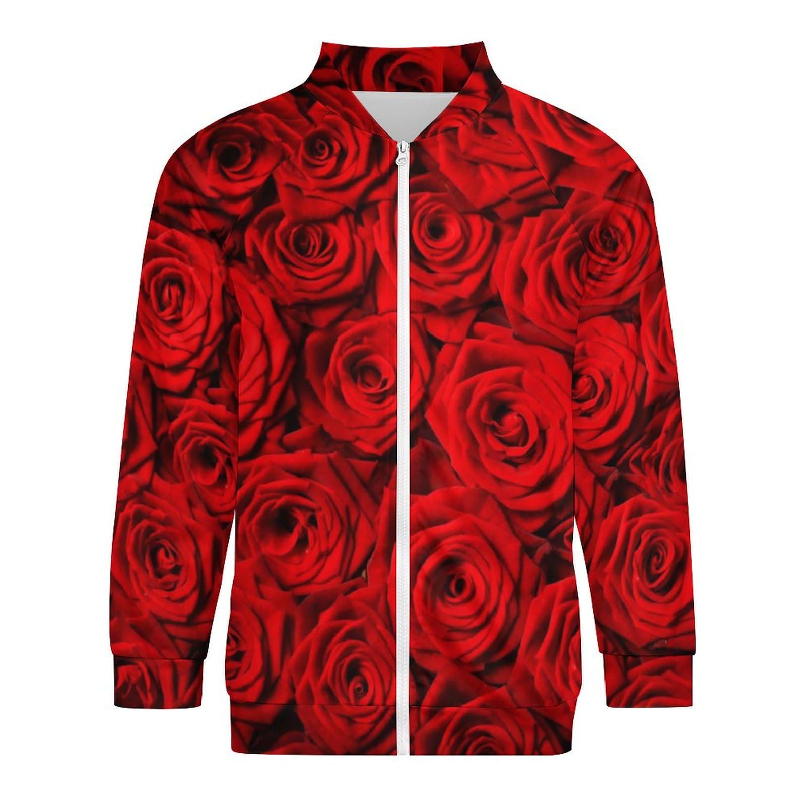 Amazon.co.jp: ジッパージャケット メンズ 赤いバラ 薔薇 花柄 