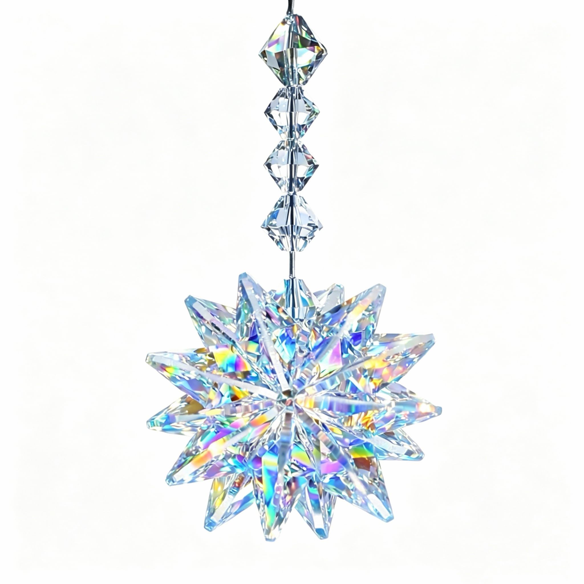 Snowflake Crystal Sun Catcher, Window Rainbow Maker Hanging Decor, Elegant Indoor Outdoor Ornament-image-48