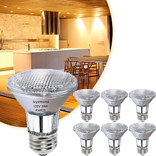 PAR20 Flood 39W 120V 480 Lumens- 6 Pack PAR20 Flood Light Bulbs with E26 Base, PAR 20 Dimmable 2800K Warm White, Long Lasting 39W PAR 20 Bulb for Recessed Lighting & Range Hood Light Bulbs