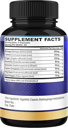 Miniatura 3 de Organic Cadane Suplemento de hoja de moringa, cúrcuma, jengibre, suministro para 2 meses, apoyo para el corazón, el cerebro y el sistema