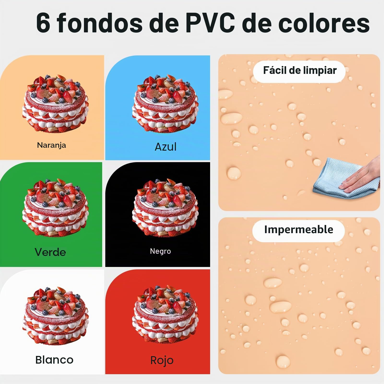 EMART Caja de Luz para Fotografía 40x40cm, 144 Cuentas LED y Fondo Impermeable de PVC de 6 Colores, Plegable Estudio Portatil, Ideal para Fotografico Objetos Pequeños como Joyas