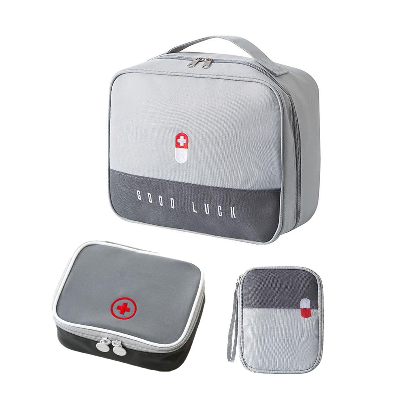 Bolsa para Medicinas, 3 Piezas Bolsa Impermeable para Medicinas Bolsa Vacía para Primeros Auxilios Bolsa de Emergencia Médica de Gran Capacidad para Casa, Oficina, Viajes (Gris)