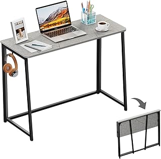 WOHOMO Folding Desk, Small Writing Desk 39.4", Space-Saving Foldable Laptop Table Writing Workstation for Home Office, Eas...