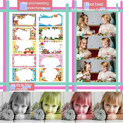 Miniatura 6 de NINE CUBE Cámara digital portátil de juguete para niños de 3 4 5 6 7, mini cámara para niños con tarjeta SD de 32 GB