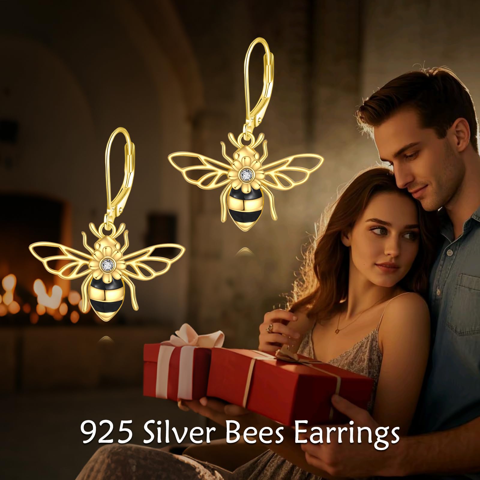 Pendientes de abeja/zorro/rana para mujer, plata de ley, diseño de abeja, zorro, rana, joyería de animales, regalos para mujer
