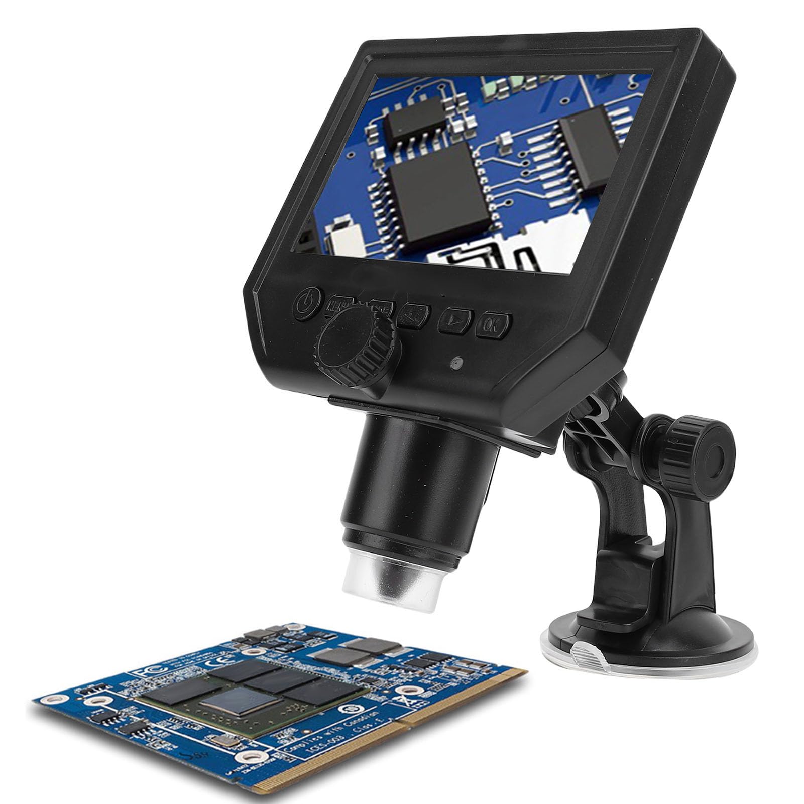 Microscopio Digital, Aumento de 600x, Pantalla HD 1080P de 4,3 Pulgadas, Lupa de Microscopio de Soldadura con Enfoque Automático AF, Conectividad PC, para Adultos y Niños